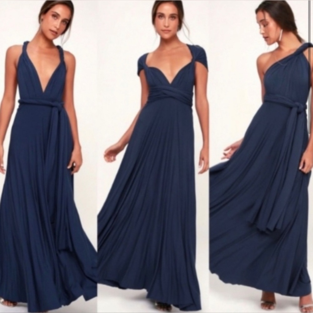 Lulus Convertible Navy Blue Maxi Dress - Size Large